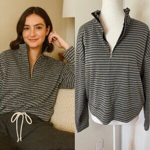 One by Chapter One Houndstooth Quarter Zip Pullover XL